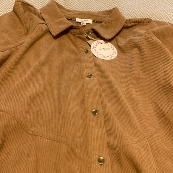 NWT! Umgee cordouroy button front western dress in chestnut brown. Size medium. - Picture 3 of 5